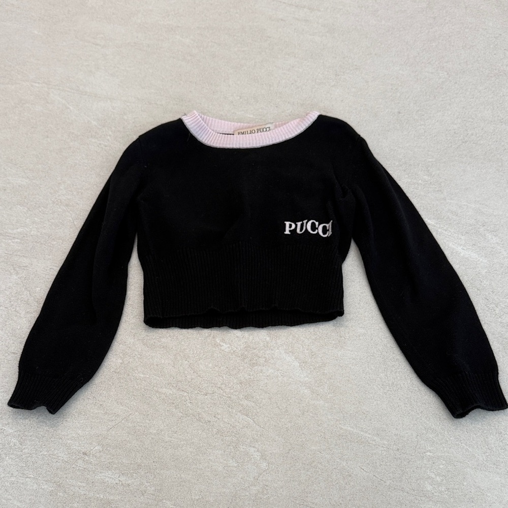 Emilio Pucci Black Sweater with Pink Accents